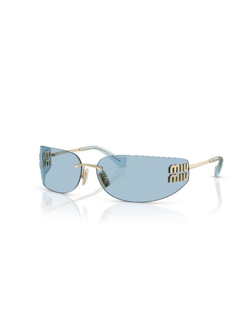New Miu Miu Women's Sunglasses Gold Square Blue Lens Metal Frame MU A51S ZVN10P